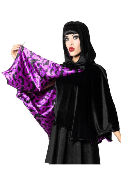 Bat Wing Velvet Purple Short Cape
