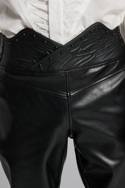 Badlands Studded Vegan Leather Moto Pants