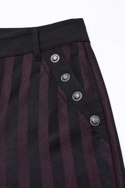 Crimson Manor Striped Pants [Black/Red]