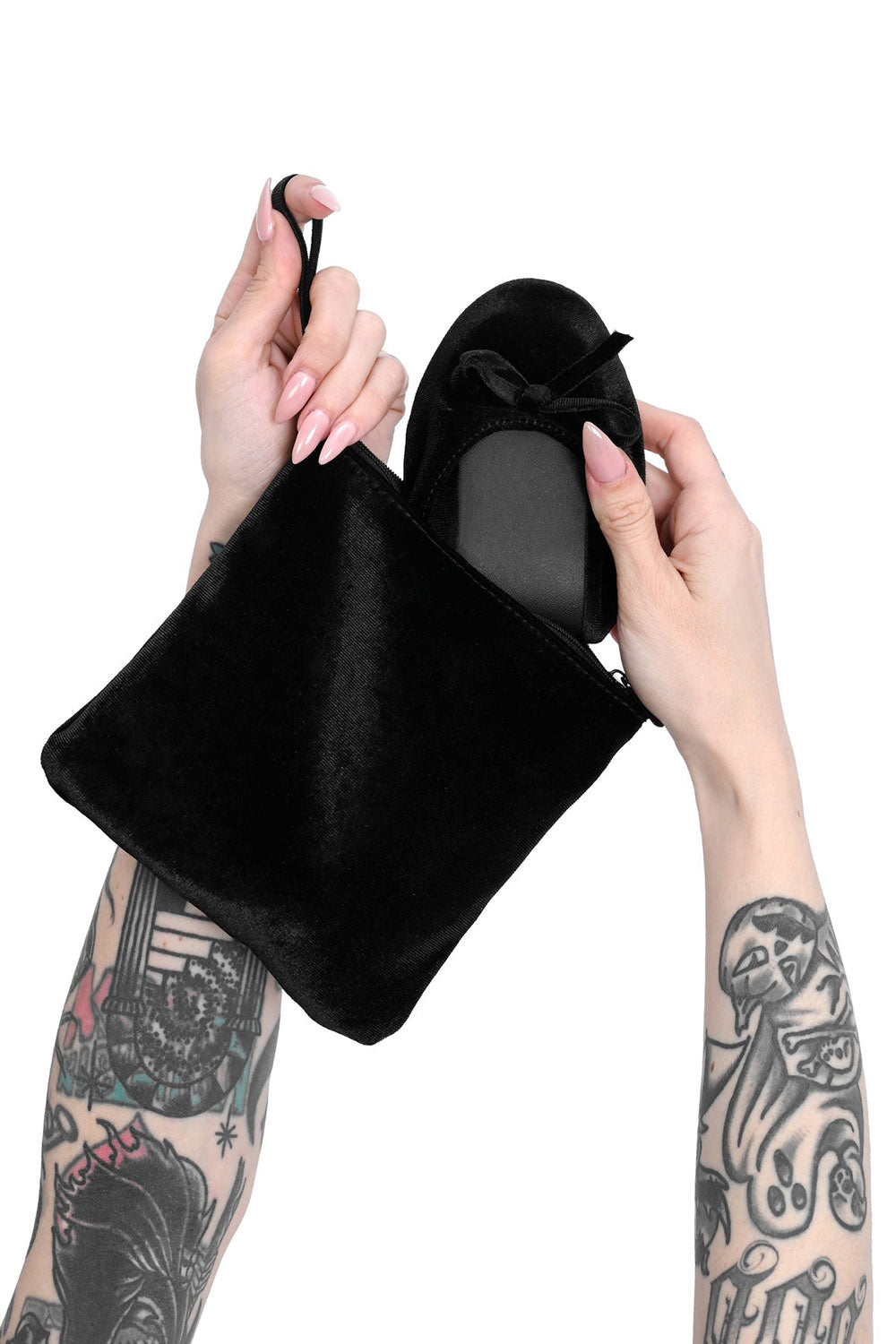 Black Velvet Folding Flats