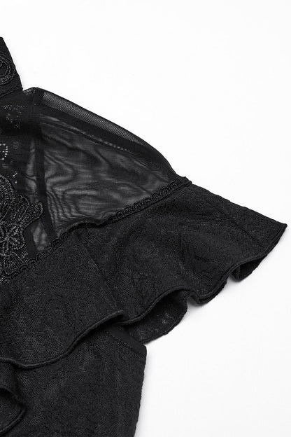 Aurora Ruffled Rose Lace Top