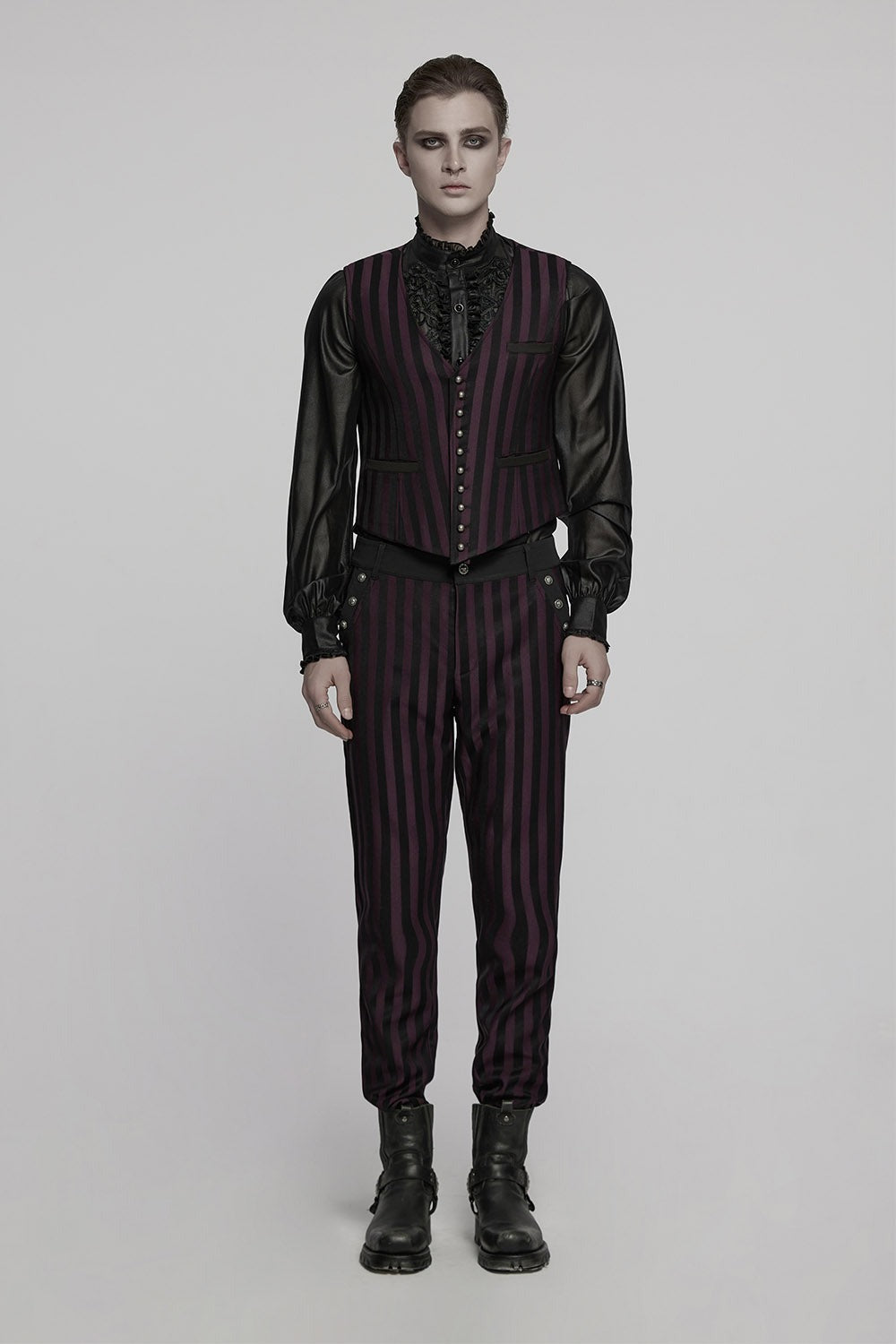Crimson Manor Striped Pants [Black/Red]