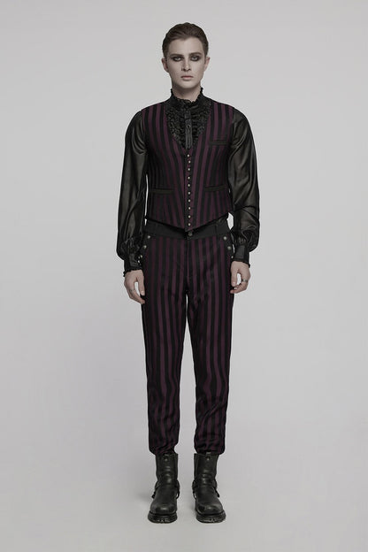 Crimson Manor Striped Pants [Black/Red]
