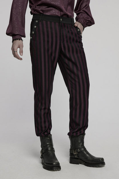Crimson Manor Striped Pants [Black/Red]