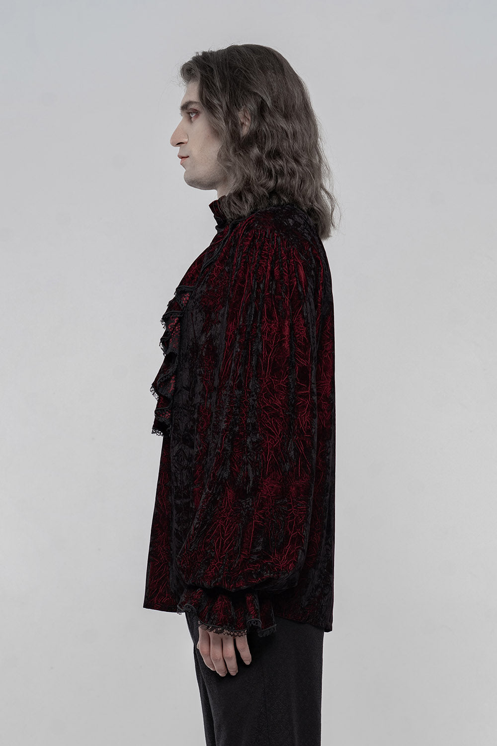 Bloodletting Lace-Up Velvet Shirt [Red]