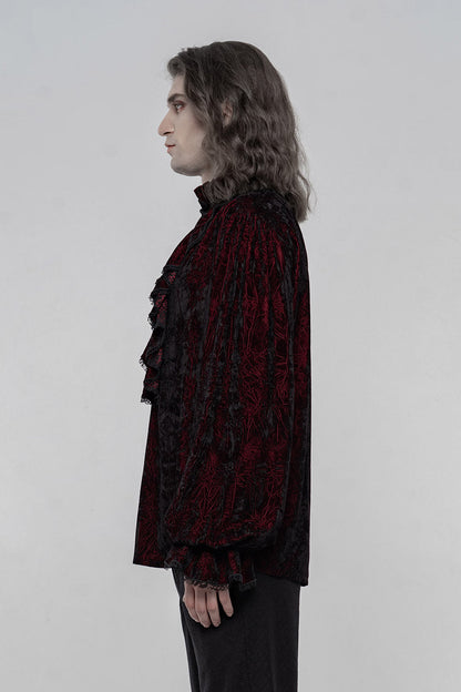 Bloodletting Lace-Up Velvet Shirt [Red]