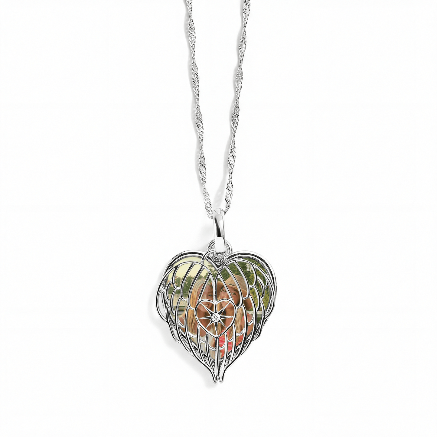 Personalized Angel Wing Photo Necklace