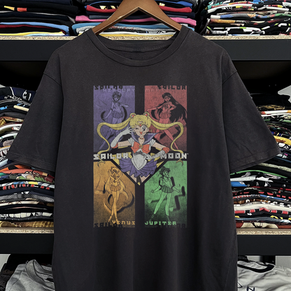 Rare Sailor Moon Grid Washed Black Tee