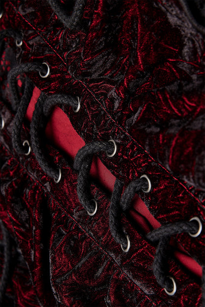 Bloodletting Lace-Up Velvet Shirt [Red]