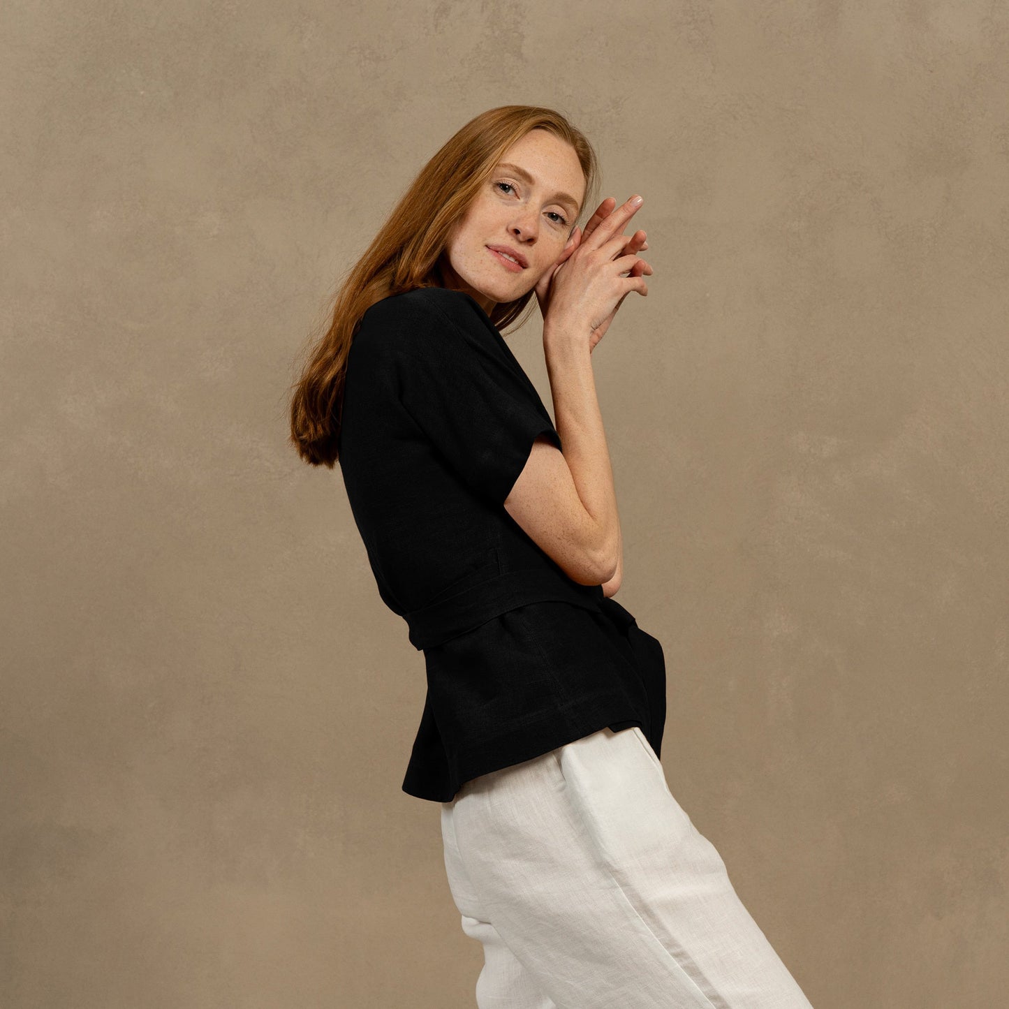 Linen Wrap Blouse Lila