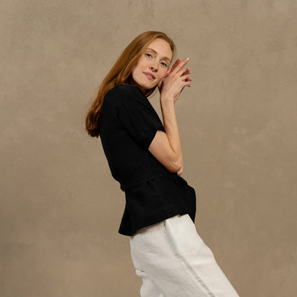 Linen Wrap Blouse Lila