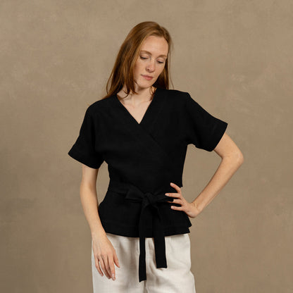 V-Neck Wrap Blouse Lila