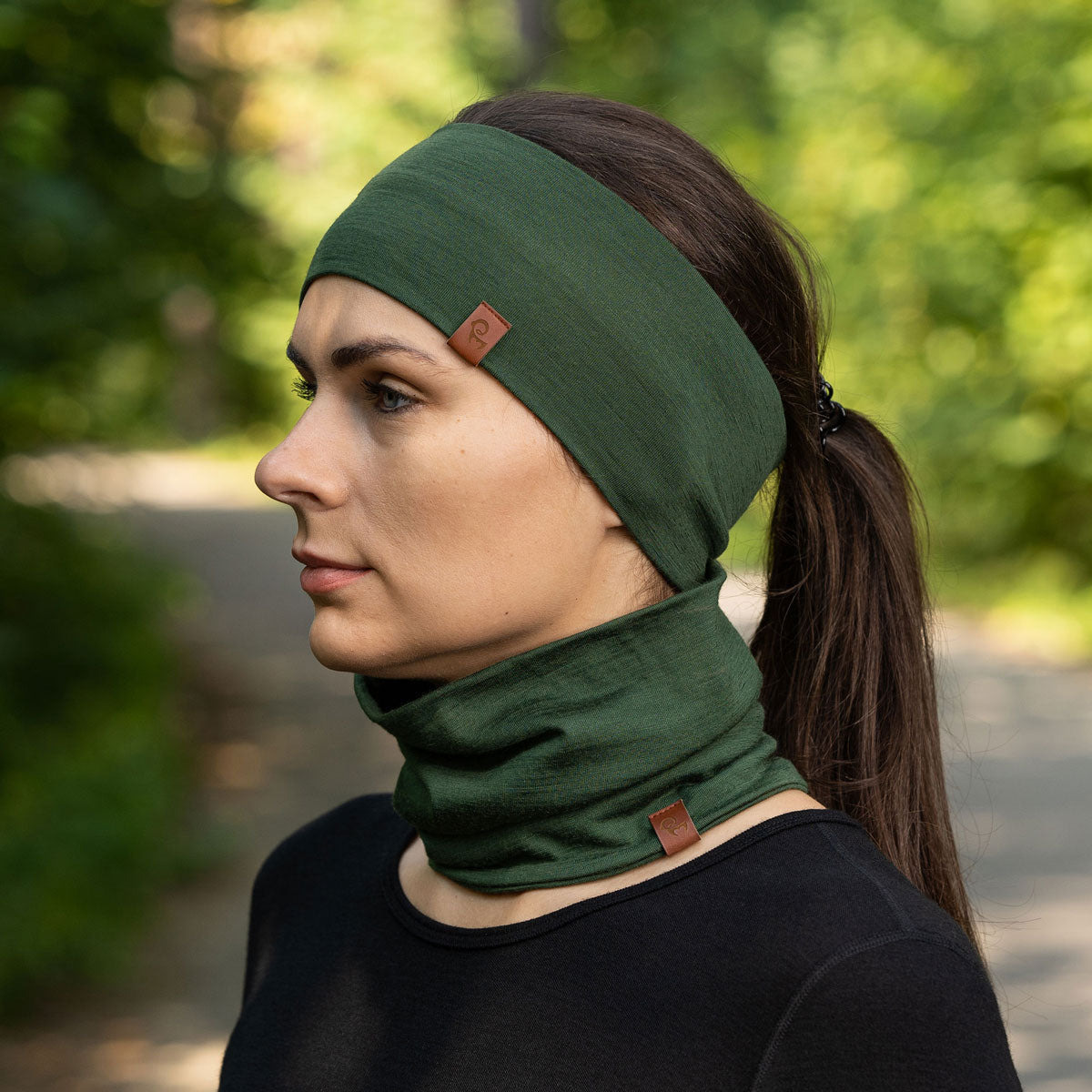 Women's Headband & Gaiter 2-Piece Dark Green