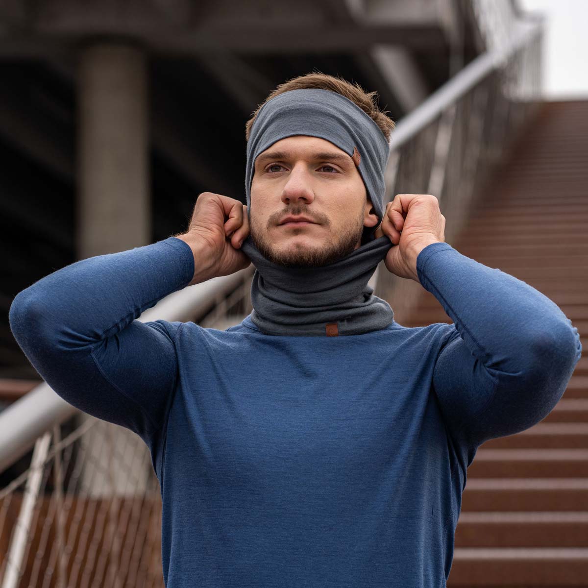 Men's Headband & Gaiter 2-Piece Perfect Grey