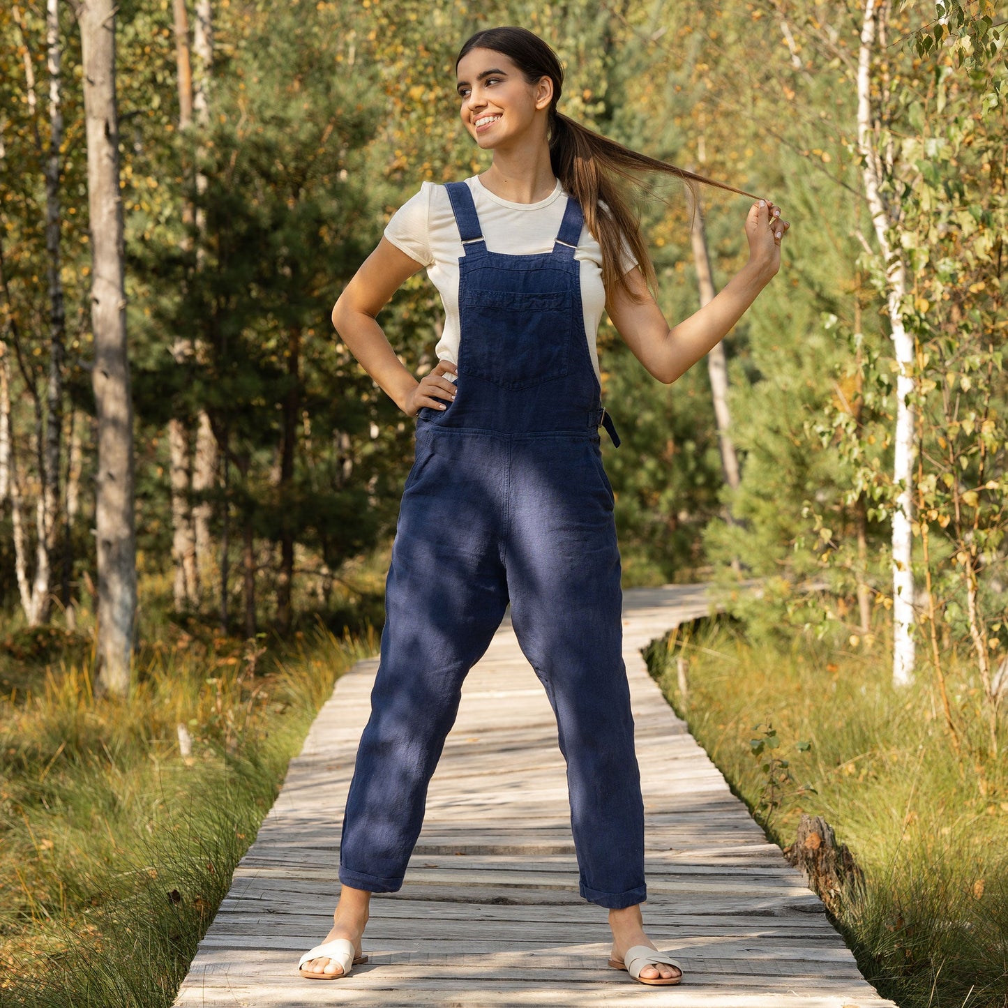 Linen Pinafore Jumpsuit Nicci