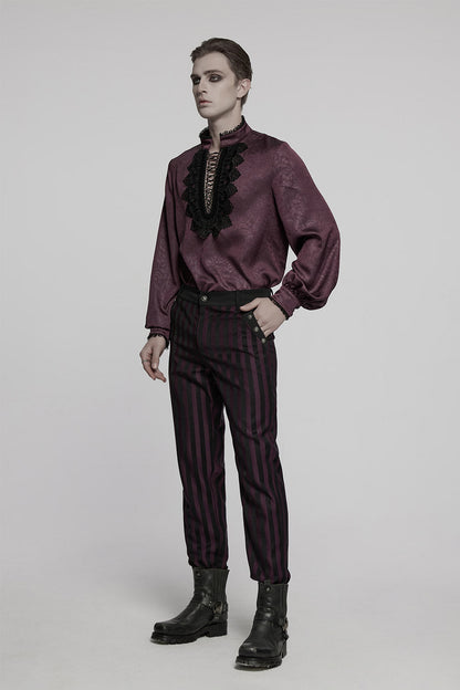 Crimson Manor Striped Pants [Black/Red]