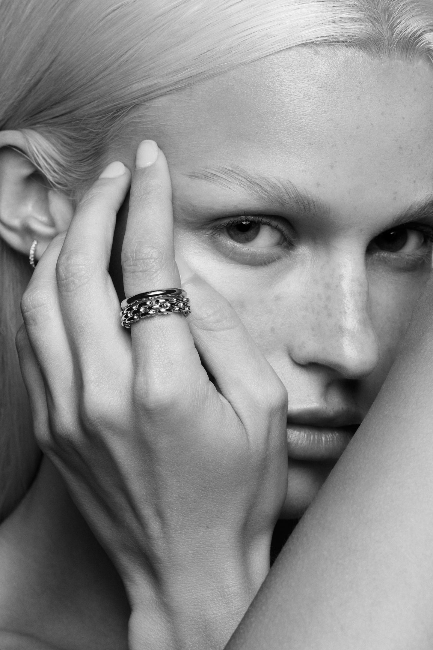 Margot Chain Ring | Silver or 9K White Gold