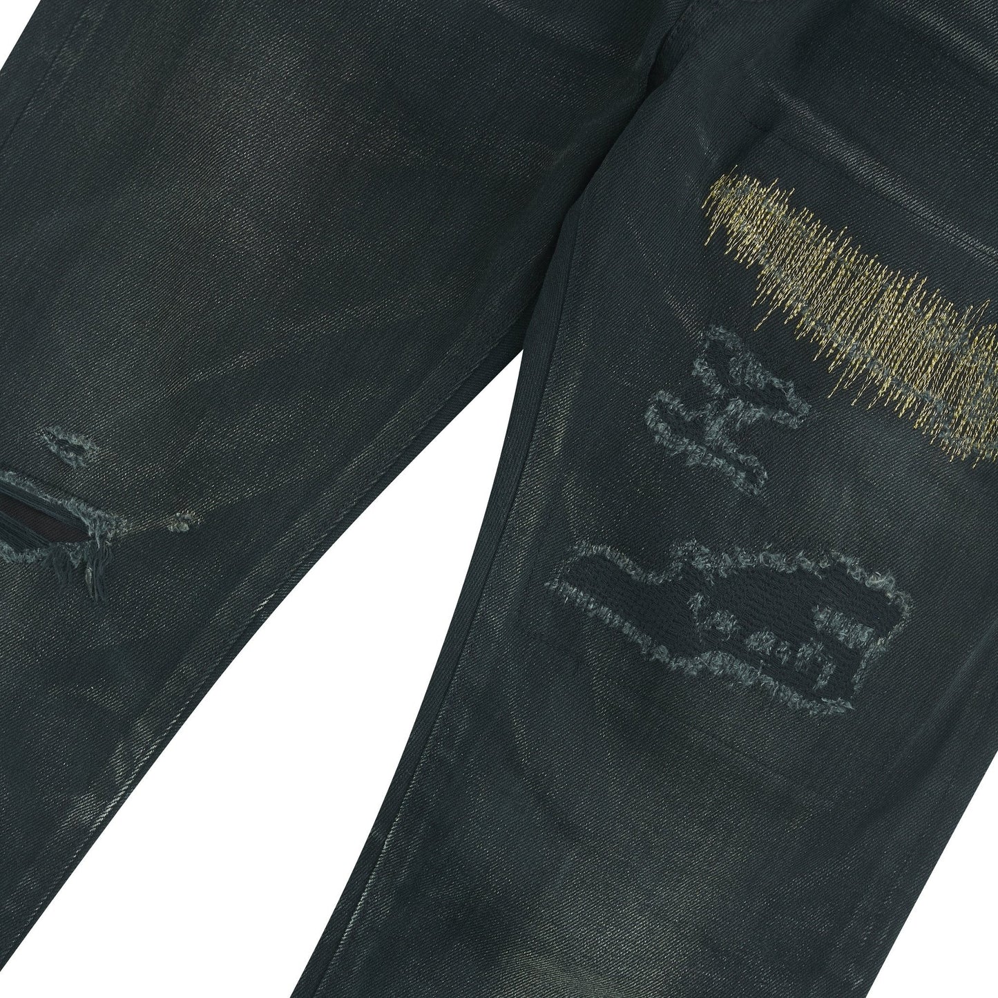Nara Slim Kuro Gold Leaf Repair Denim
