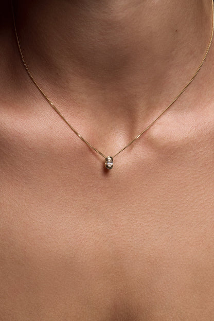 Mini Oval Diamond Necklace | White Gold