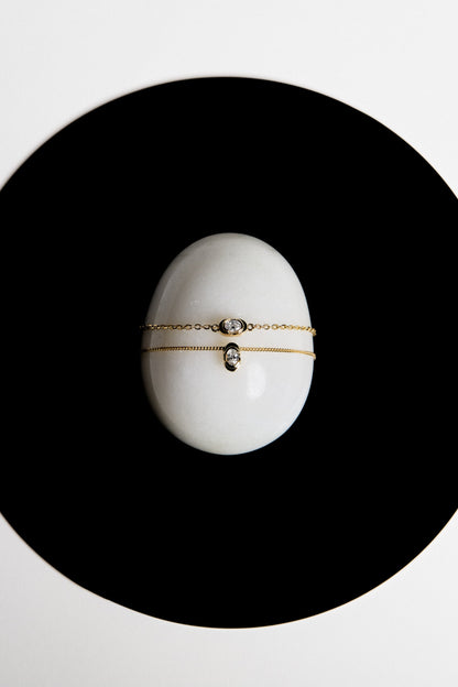 Mini Oval Diamond Necklace | White Gold
