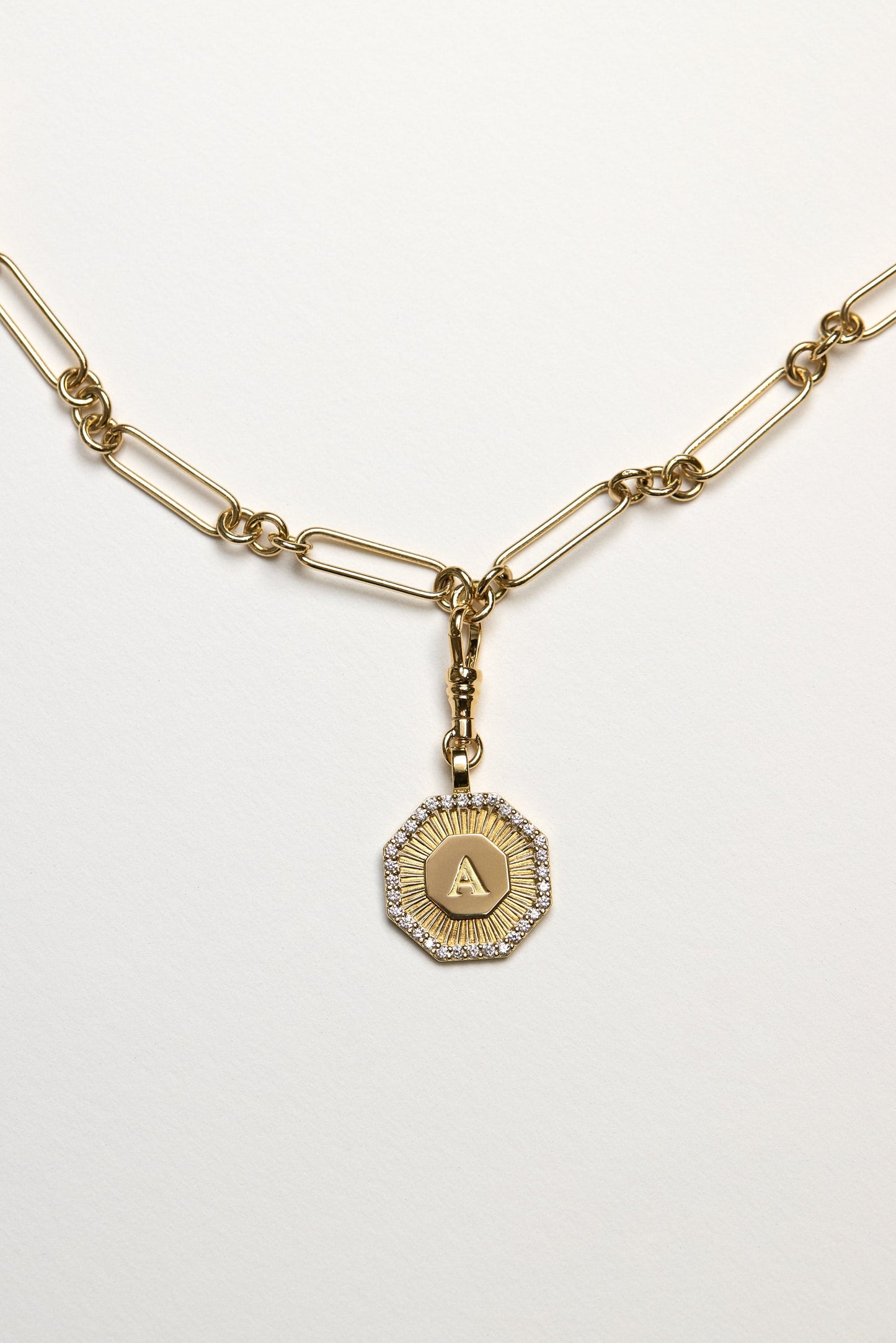 Diamond Halo Large Letter Attachment | 18K Yellow Gold