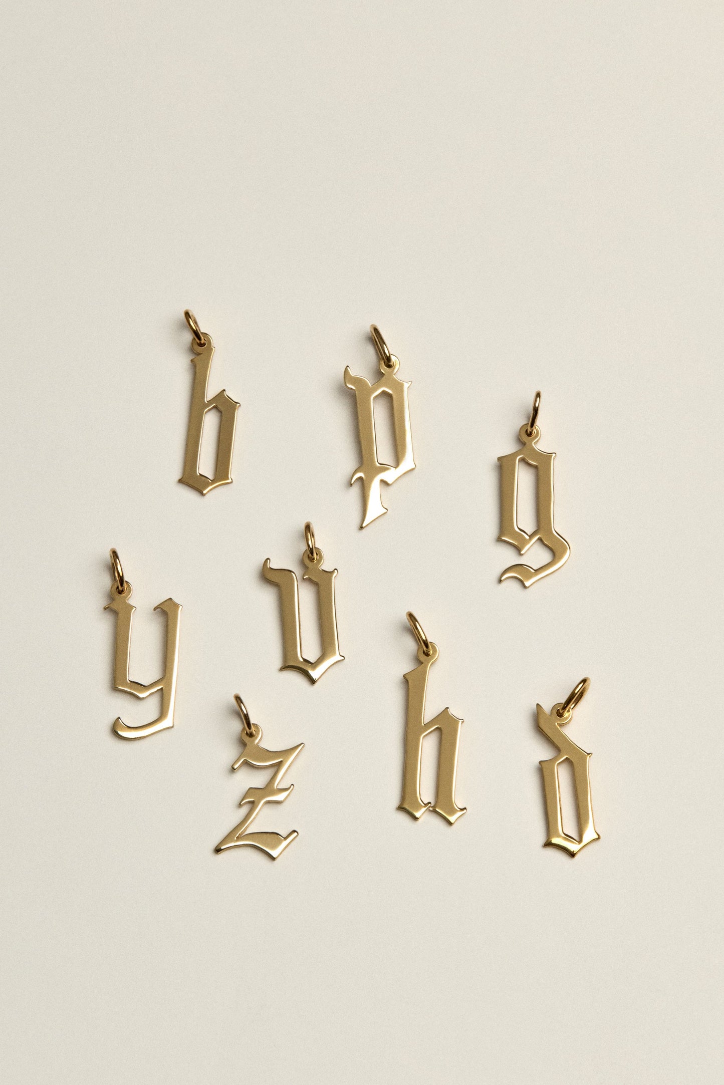 Large Gothic Letter Necklace | 9K Yellow Gold