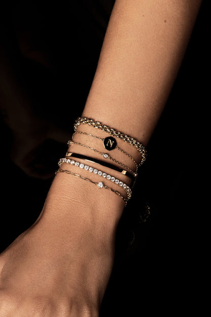 Letter Bracelet | 9K White Gold