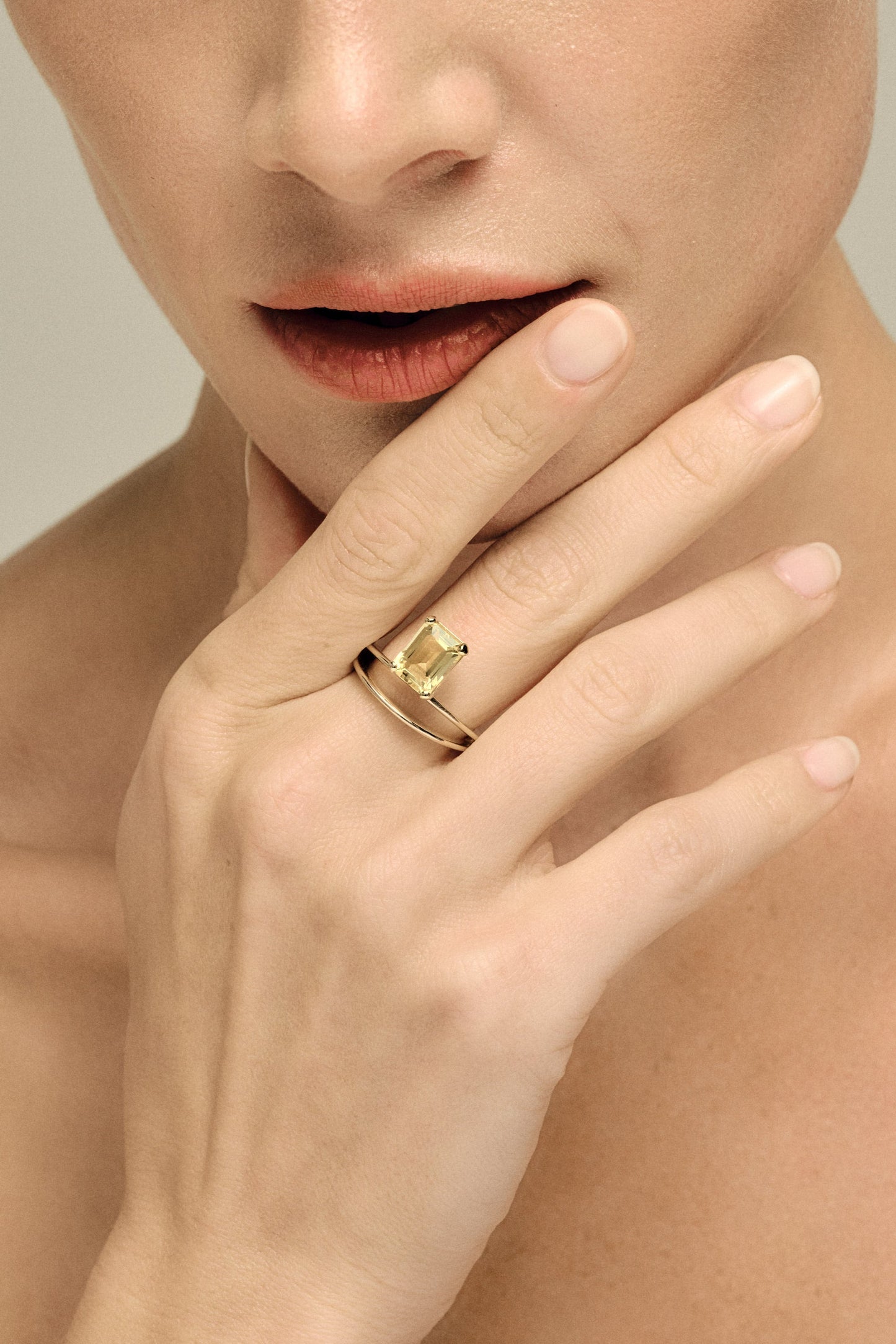 Double Band Gemstone Ring | Silver