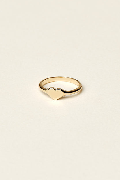 Mini Heart Signet Ring | White Gold