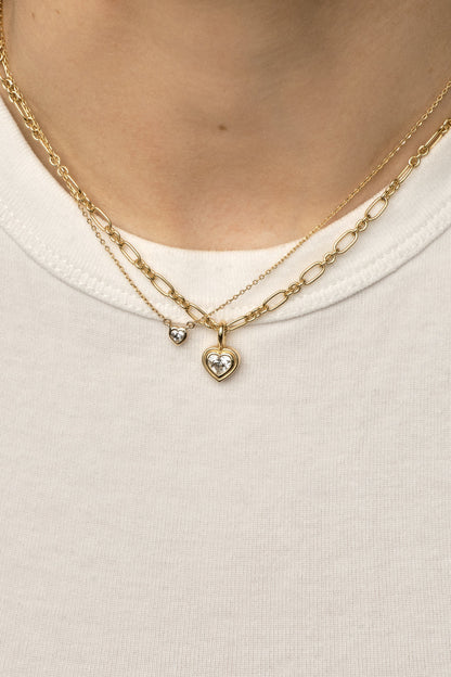 Heart Gemstone Necklace | 9K Yellow Gold