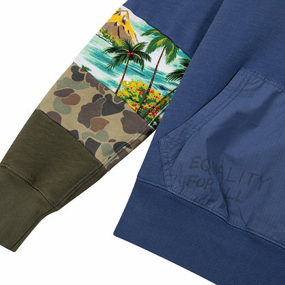 Patchwork Fleece Hoodie | Royal Multi