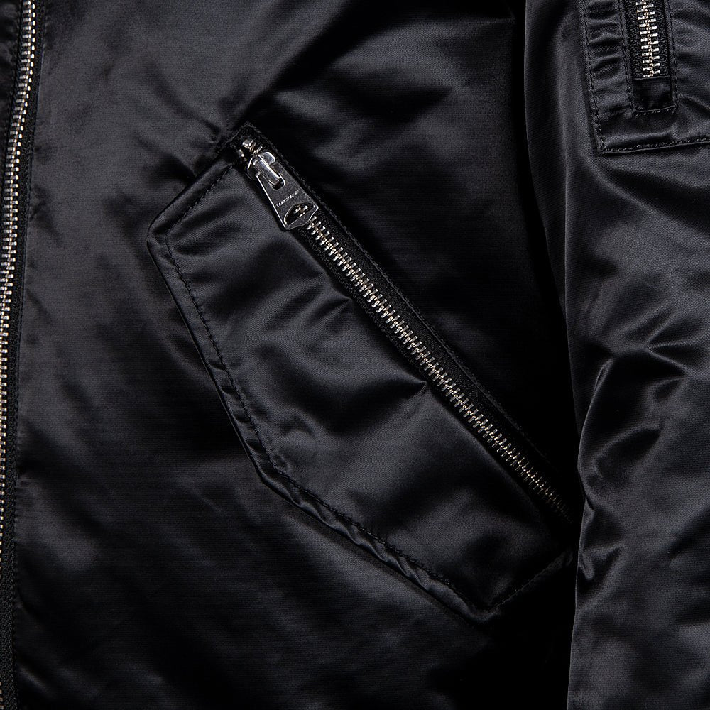 Ragnar Satin Bomber Jacket | Black