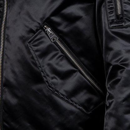 Ragnar Satin Bomber Jacket | Black