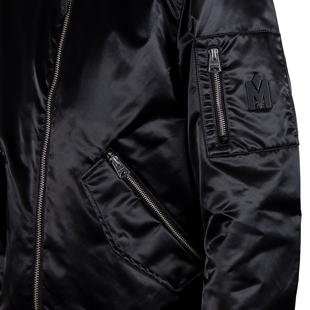 Ragnar Satin Bomber Jacket | Black