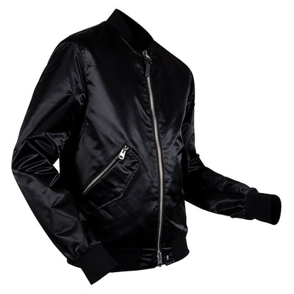 Ragnar Satin Bomber Jacket | Black