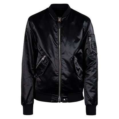 Ragnar Satin Bomber Jacket | Black