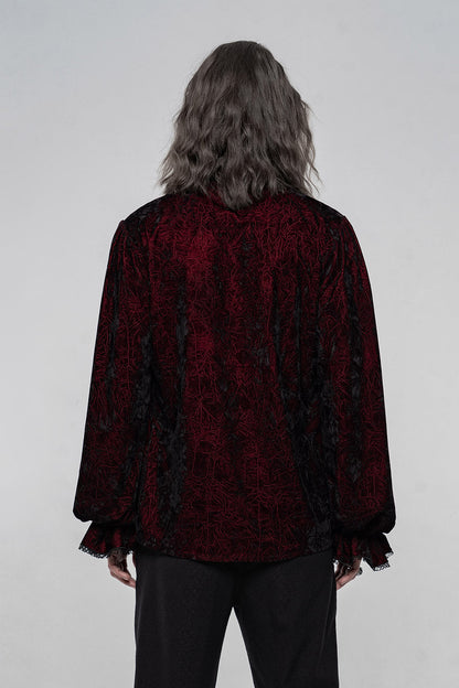 Bloodletting Lace-Up Velvet Shirt [Red]