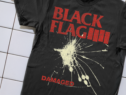 81 Damaged Black Flag Washed Black T-Shirt