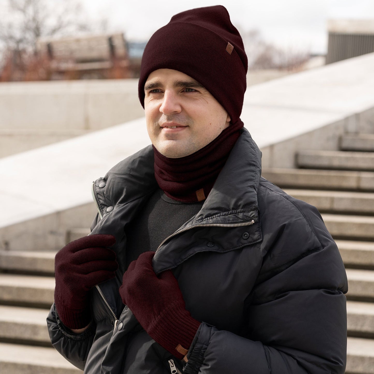 Men's Knit Beanie & Gloves 2-Piece
