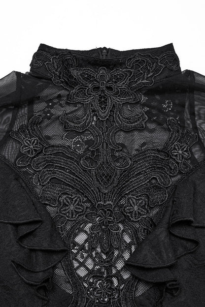 Aurora Ruffled Rose Lace Top