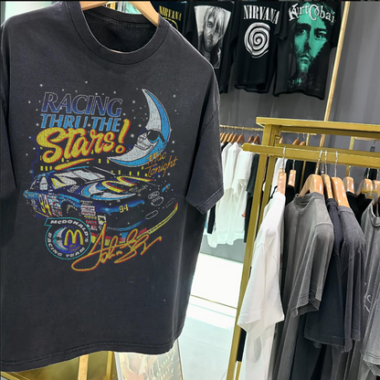 Mcdonald's Racing Thru The Stars - 80's-90's Rare Black Vintage Washed T-Shirt
