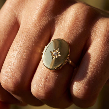 Personalized Star Locket Ring