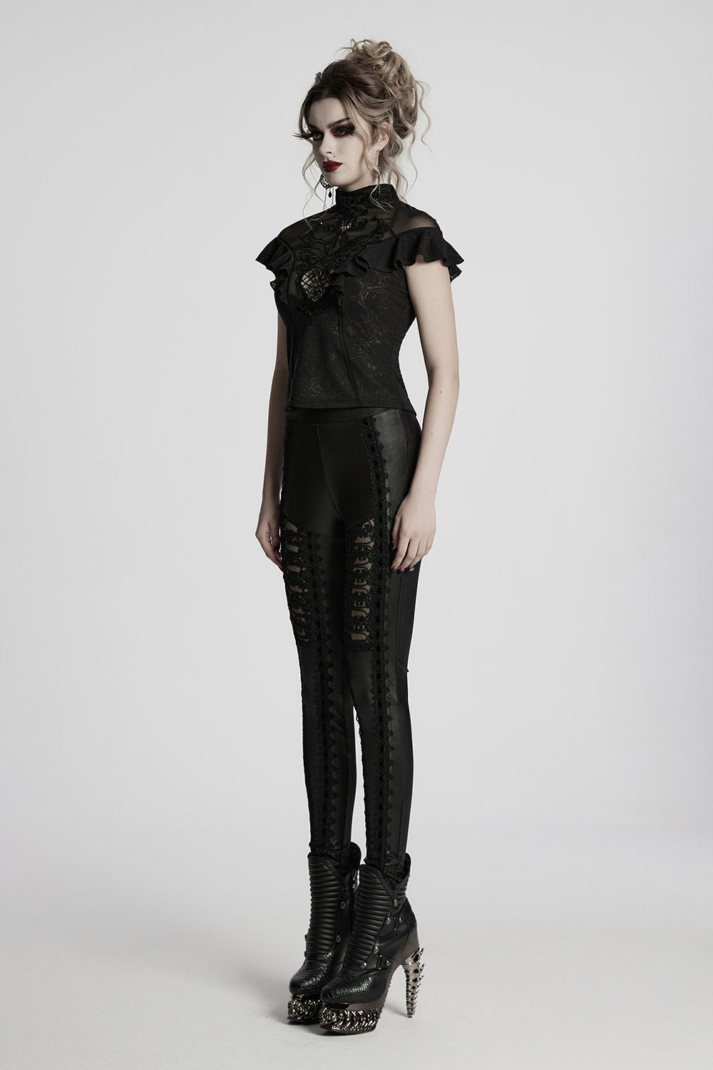 Aurora Ruffled Rose Lace Top