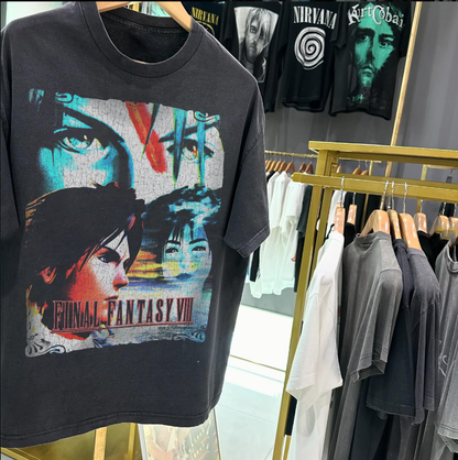Final Fantacy 8 '1999 Rare Promo Vintage Washed Black T-Shirt