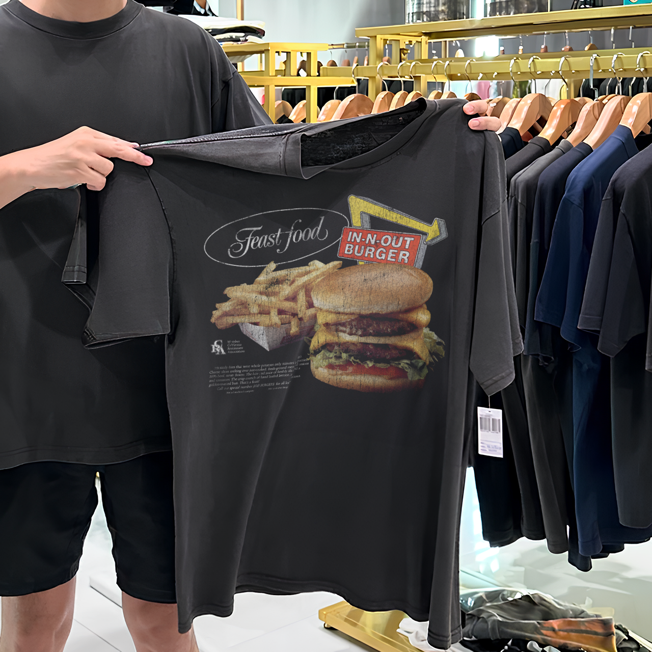 Feast Food 90's In-n-Out Promo Vintage Washed Black T-Shirt