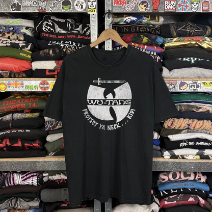 Rare Wu Tang Protect Ya Neck Washed Black Tee