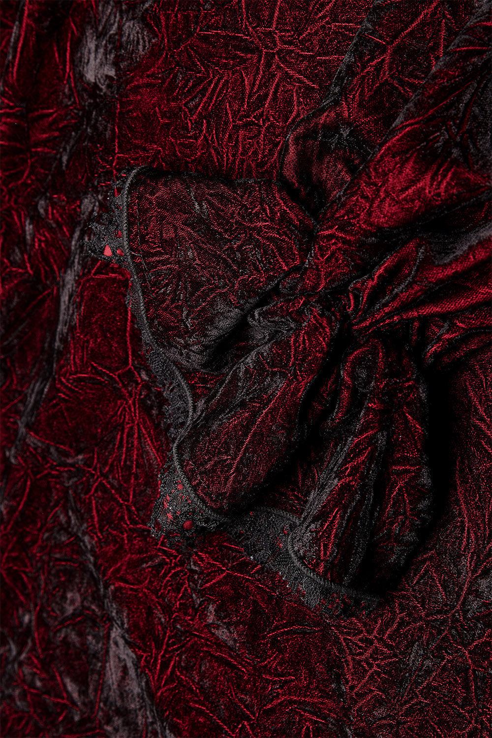 Bloodletting Lace-Up Velvet Shirt [Red]