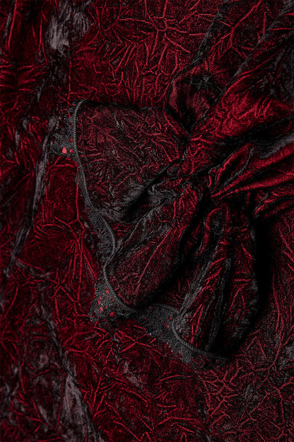 Bloodletting Lace-Up Velvet Shirt [Red]