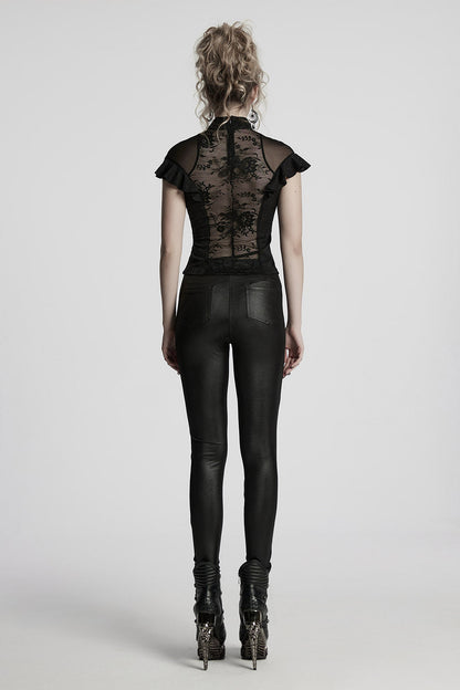 Aurora Ruffled Rose Lace Top