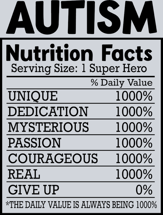 Autism Nutrition Facts - STK00323 (DTF Transfers)